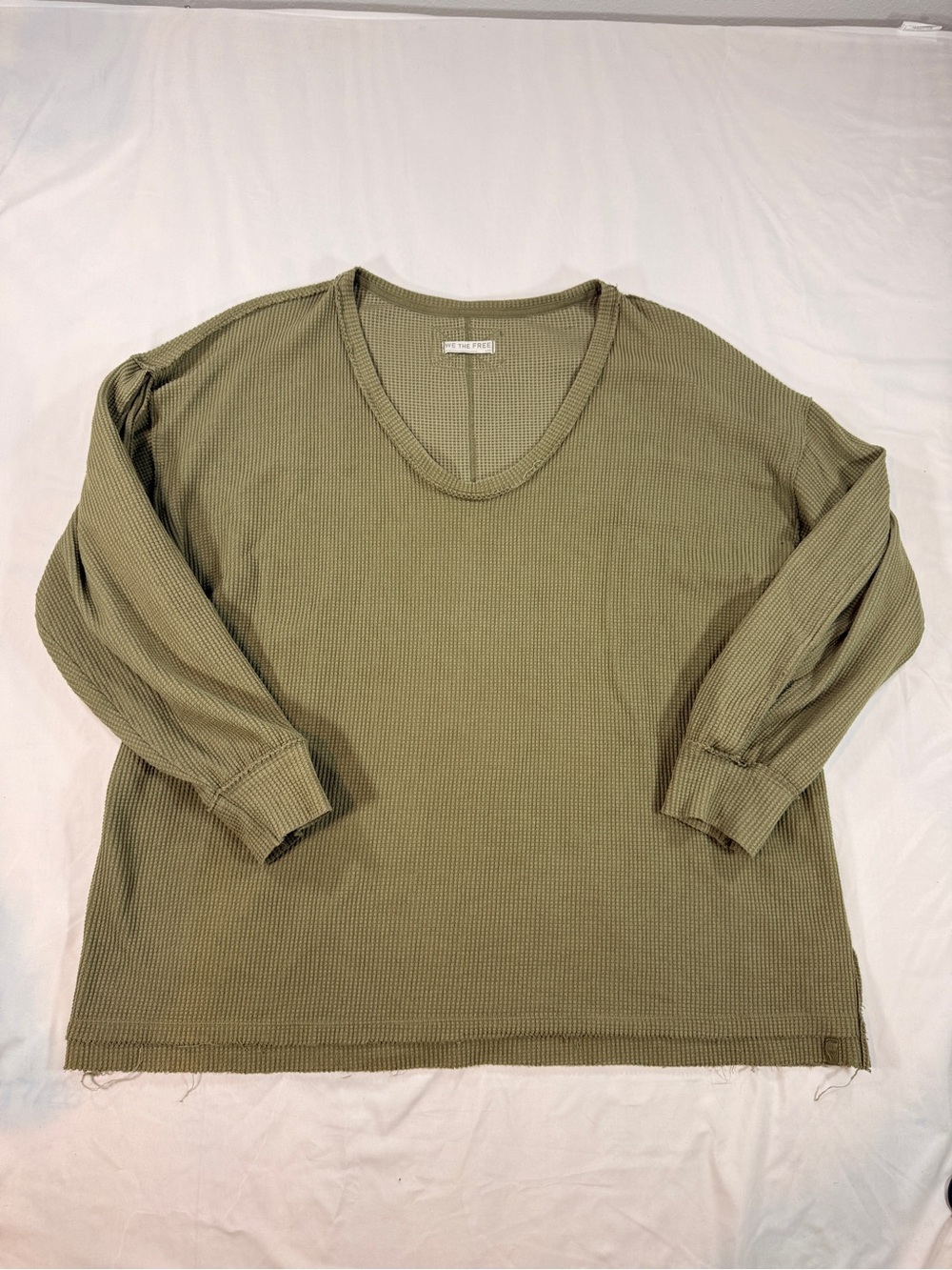 Free People "We The Free" Coast 2 Coast Oversized Thermal Top Olive Green Large